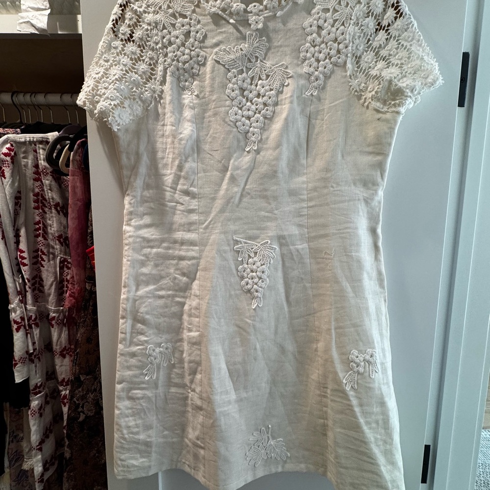 Corey Lynn Calter Cream Pleated Embellished Blouse